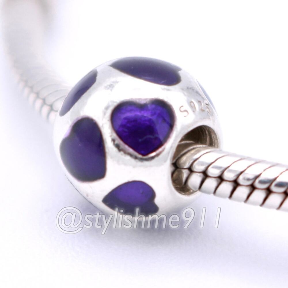 Authentic Pandora Love You Violet Enamel Charm - 790543EN13 - Picture 2 of 10